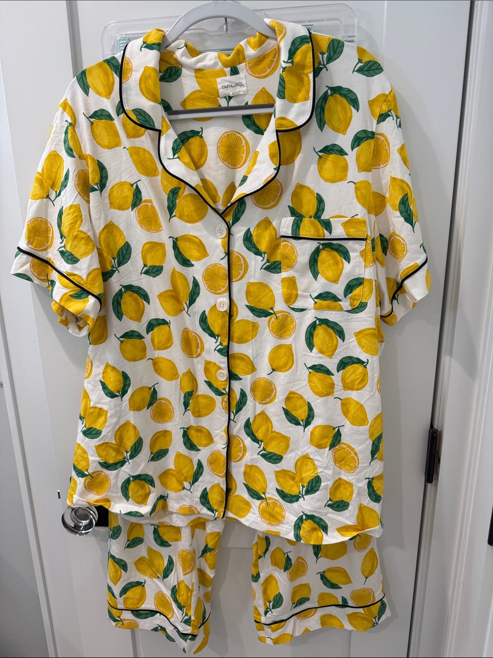 BedHead Lemon-Print Short Pajama Set - Yellow, Green & White